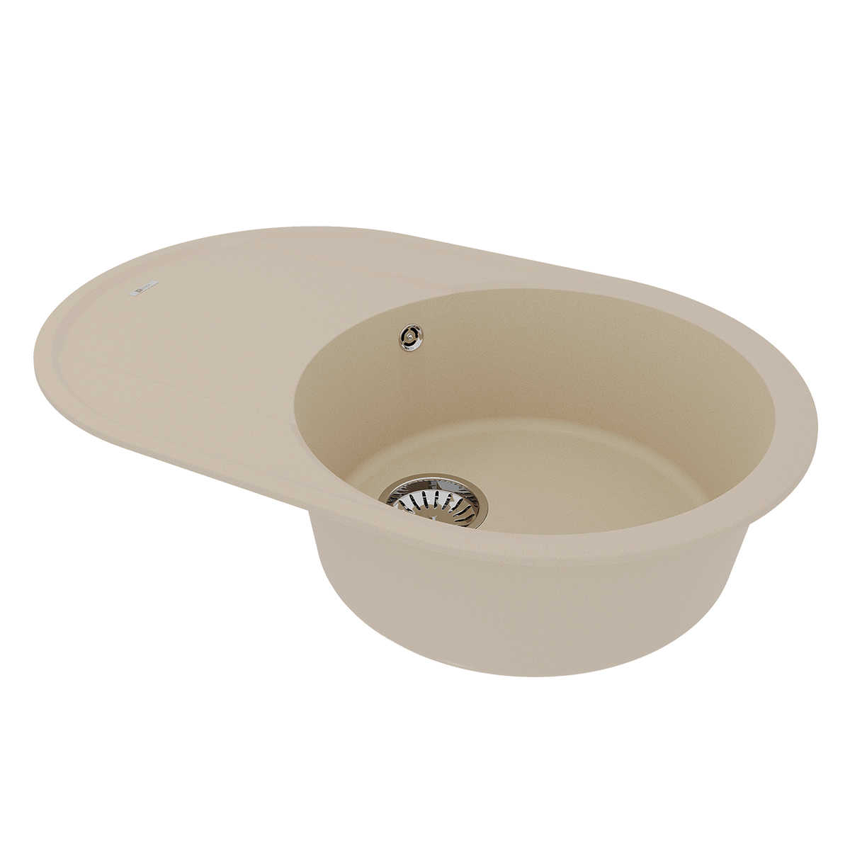 Кухонная мойка Lemark LACHA 760 врезная овальная с крылом из кварцгранита, Бежевый