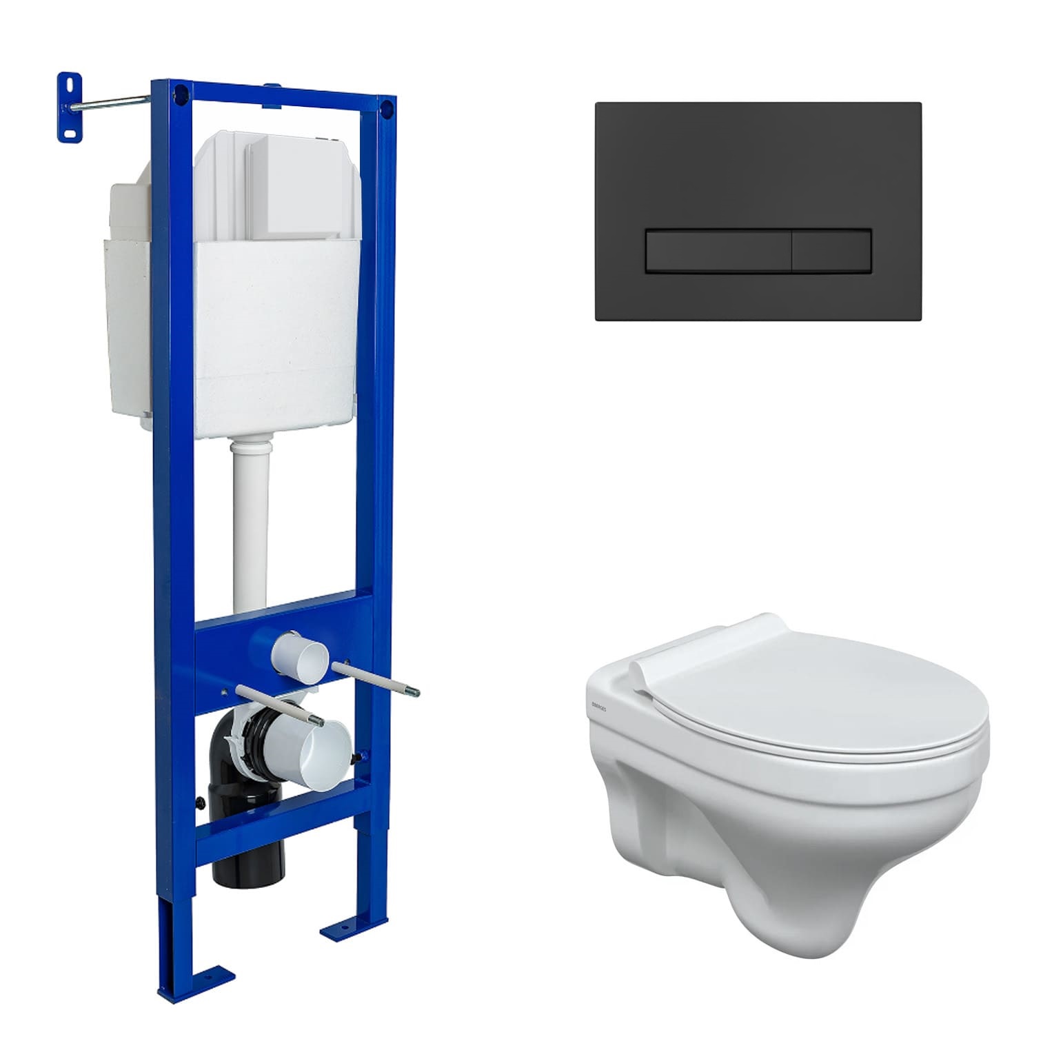 Комплект: инсталляция ATOM Line 410 кнопка черная Soft Touch, унитаз ALBIT S, сиденье дюропласт Top 