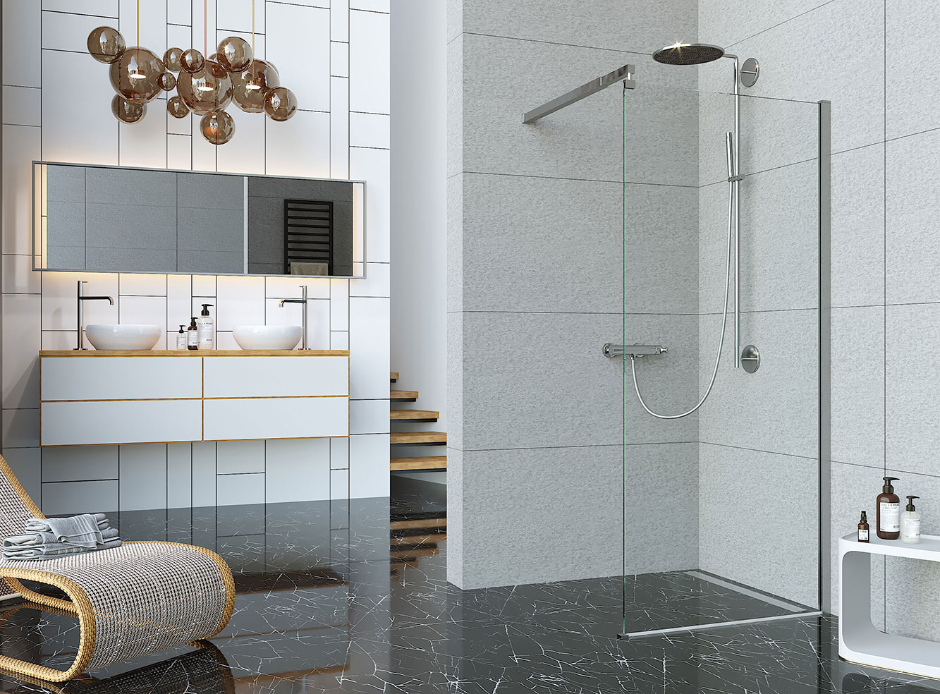 Душевая перегородка ALEX BAITLER 29 серия AB29110S1 прозрачное стекло