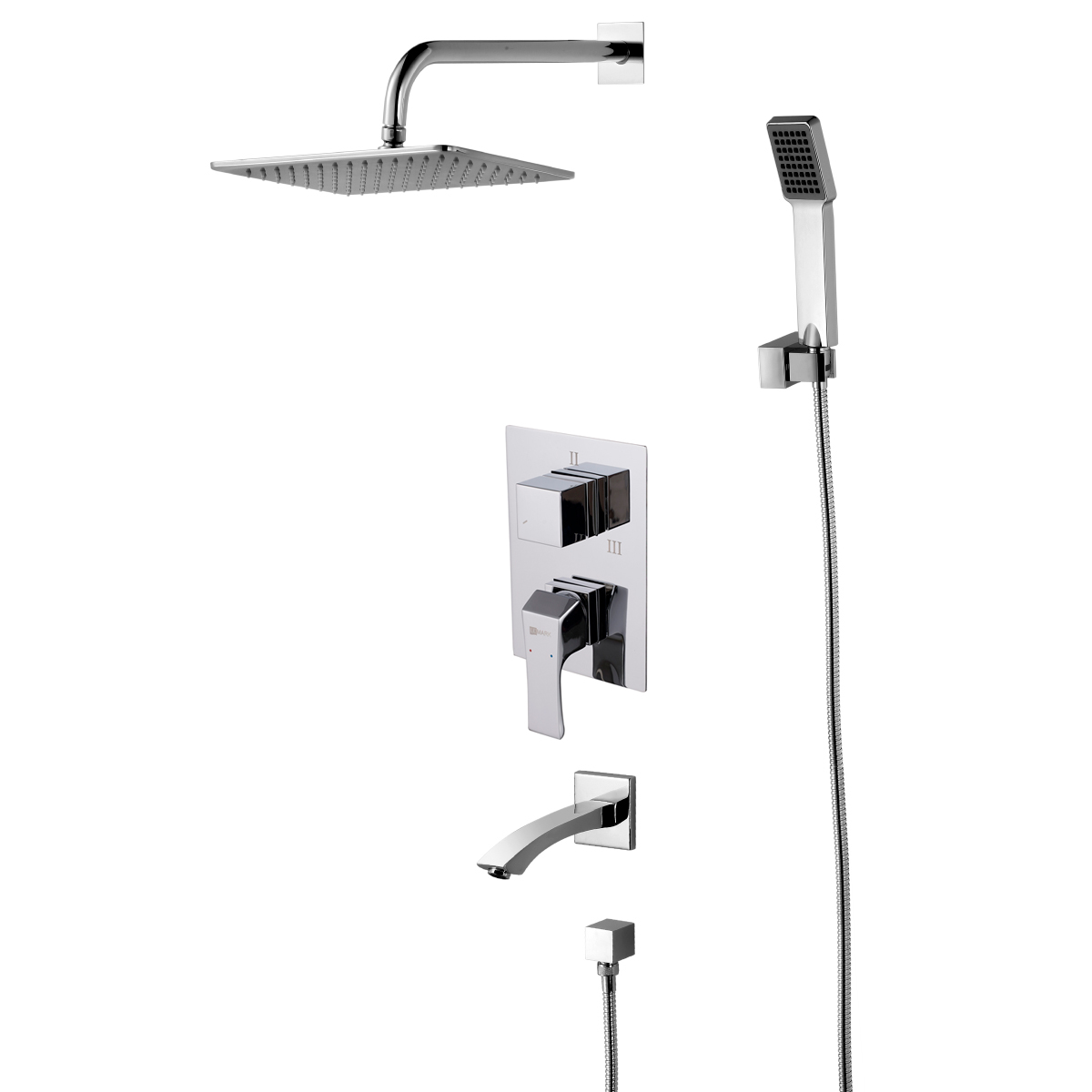 Unit Смеситель для ванны и душа, монолит.излив190мм верх.лейка встраиваемый, р/ОД, хром, LM, LM4522C