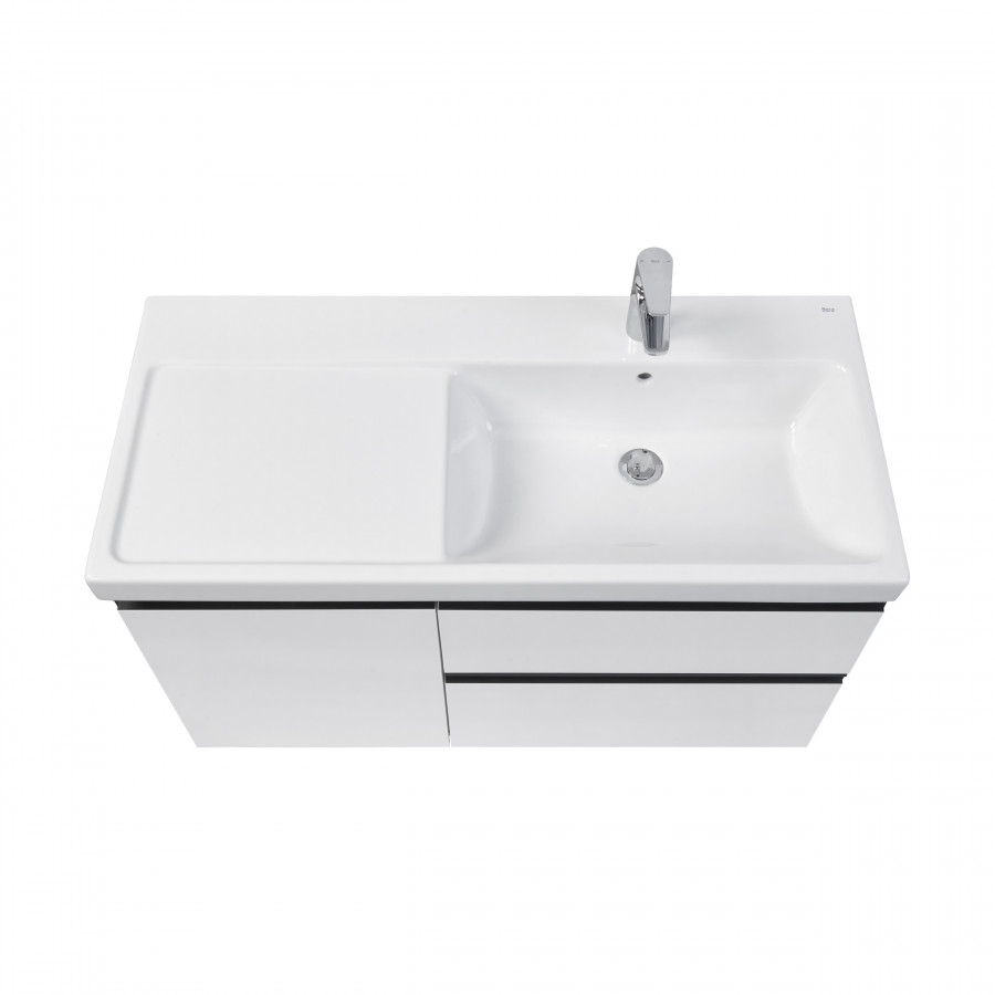 DOMI Тумба под раковину Gap Plus 100, 2 ящ., 1 дв., белый глянец, правая, ROCA