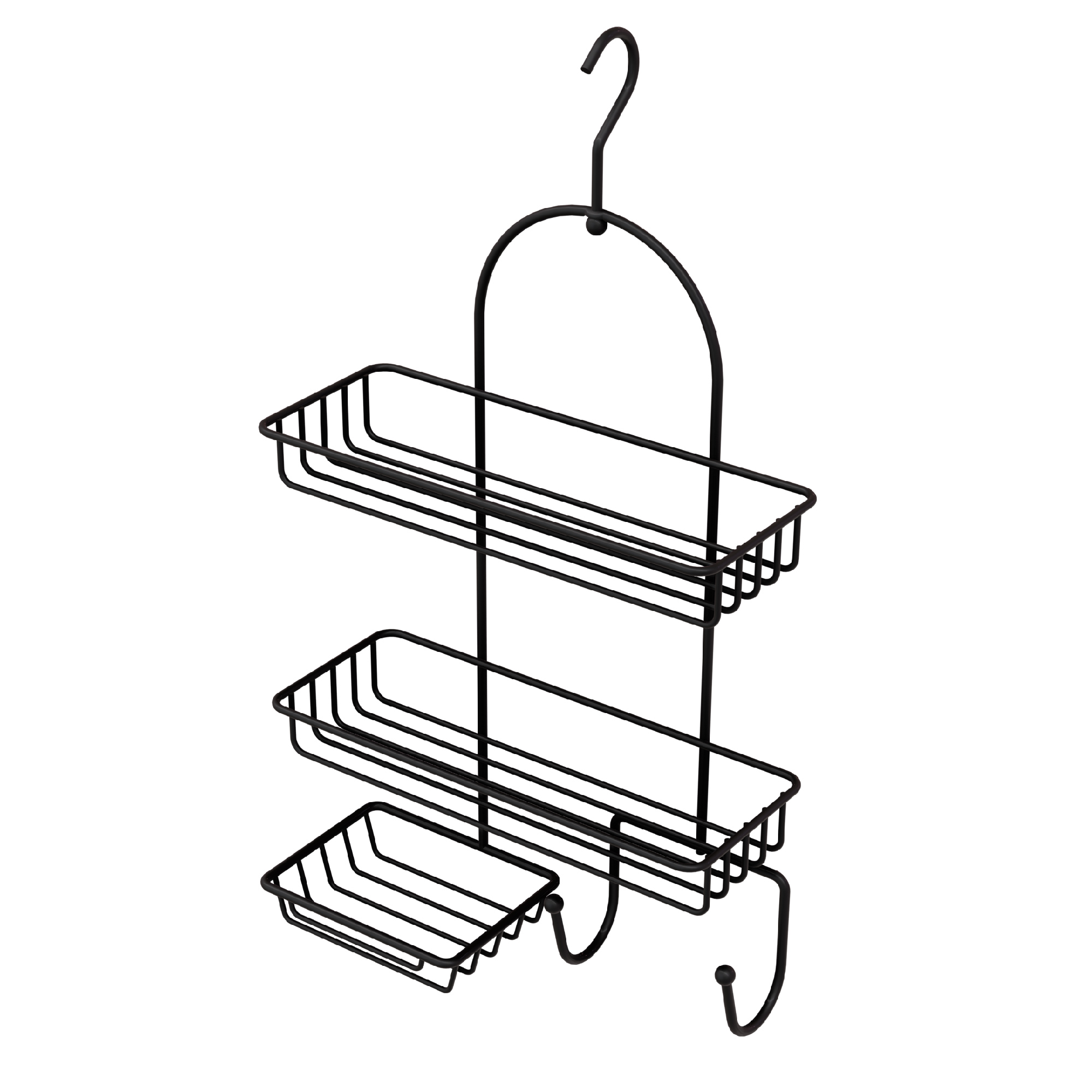 Полка прямоугольная двухэтажная с мыльницей черная Fixsen FX-970B
