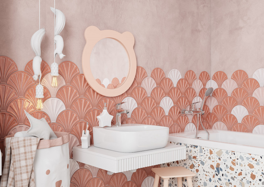 Зеркало КАСПЕР МИШКА , круглое, розовый матовый