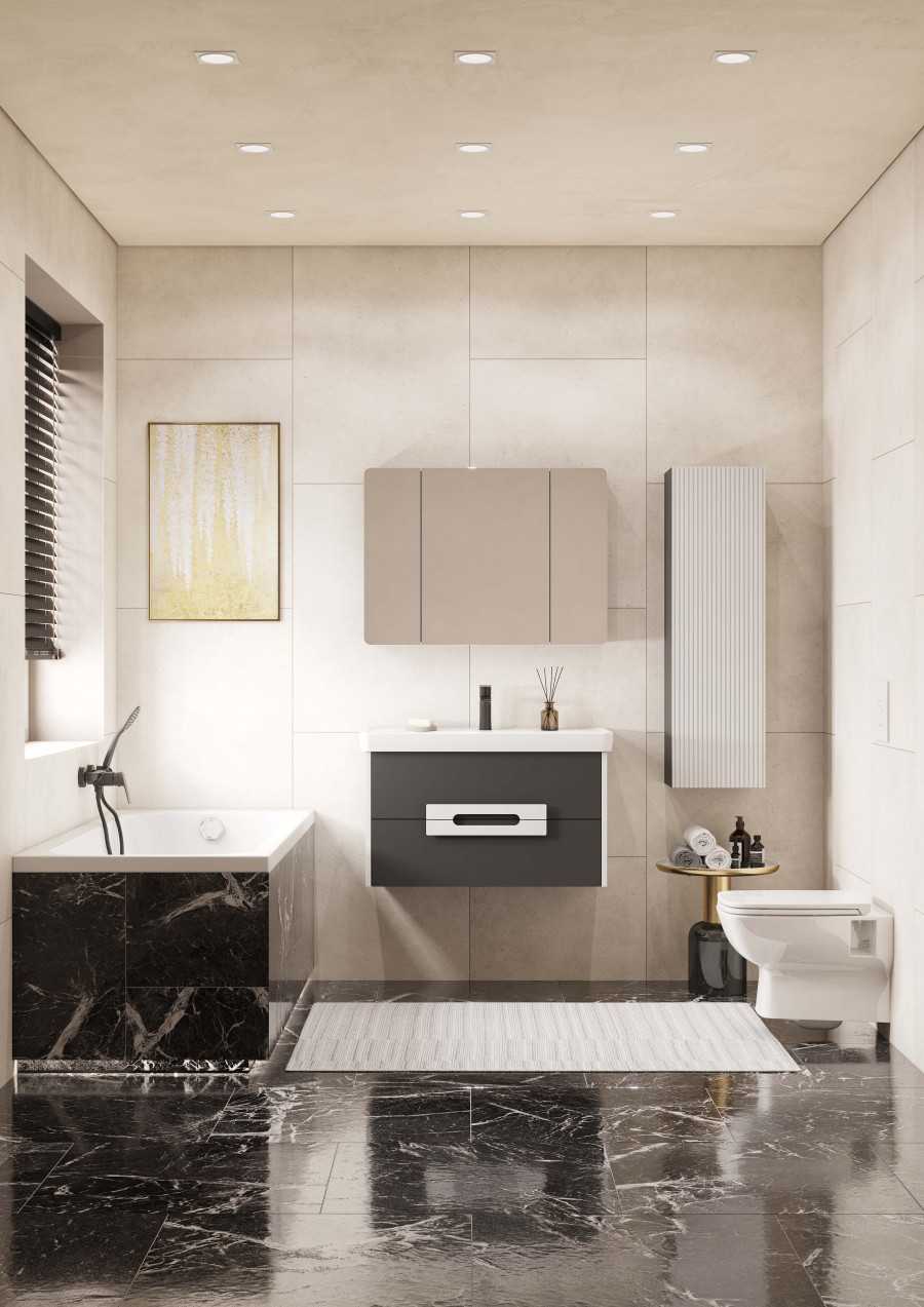 Зеркальный шкаф АР-ДЕКО 85,серый кобальт