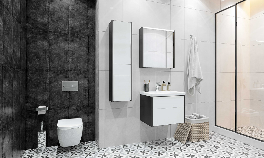 RONDA Тумба под раковину GAP 60, белый глянец/серый матовый, ROCA