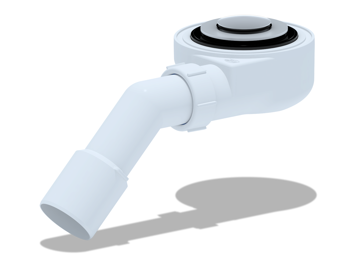 Сифон для душевого поддона 1 1/2*50 h=55мм, хром, клик-клак, сетка, с перех.труб.45°40*50, ANI PLAST