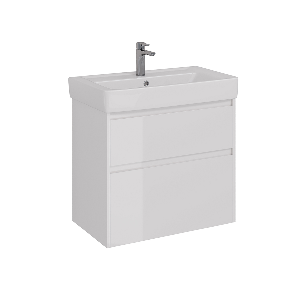 Тумба Lemark COMBI 80 см под 1 раковину, подвесная/напольная, 2 ящика, цвет корпуса, фасада: Белый г
