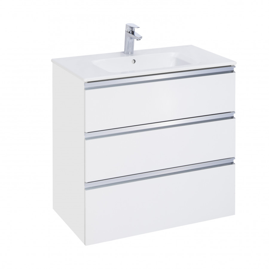 GAP Тумба под раковину GAP 80, белый глянец, 3 ящ., ROCA