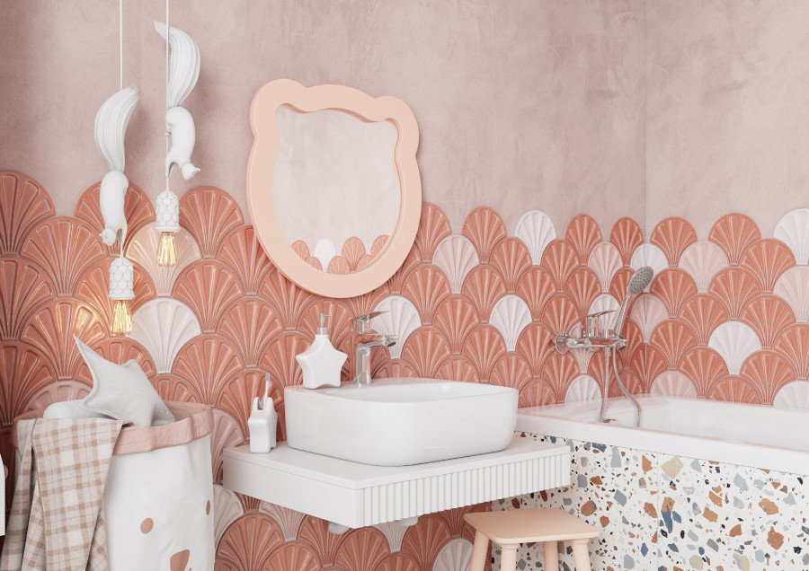 Зеркало КАСПЕР МИШКА, фигурное, розовый матовый