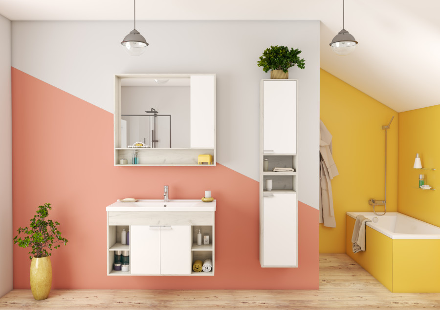 Зеркальный шкаф ФЛАЙ 100, белый, дуб крафт