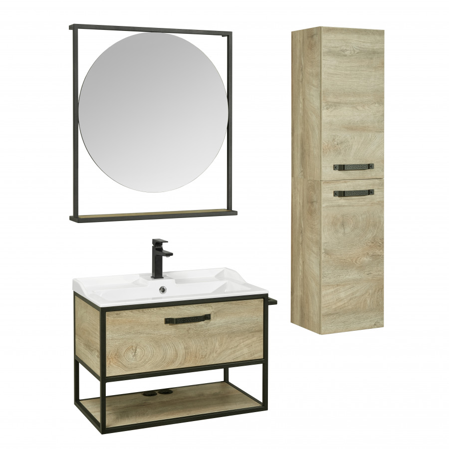 Тумба ЛОФТ ФАБРИК 80, дуб эндгрейн (под раковину ФАБИА 80, VICTORIA-N 80, ОДРИ)