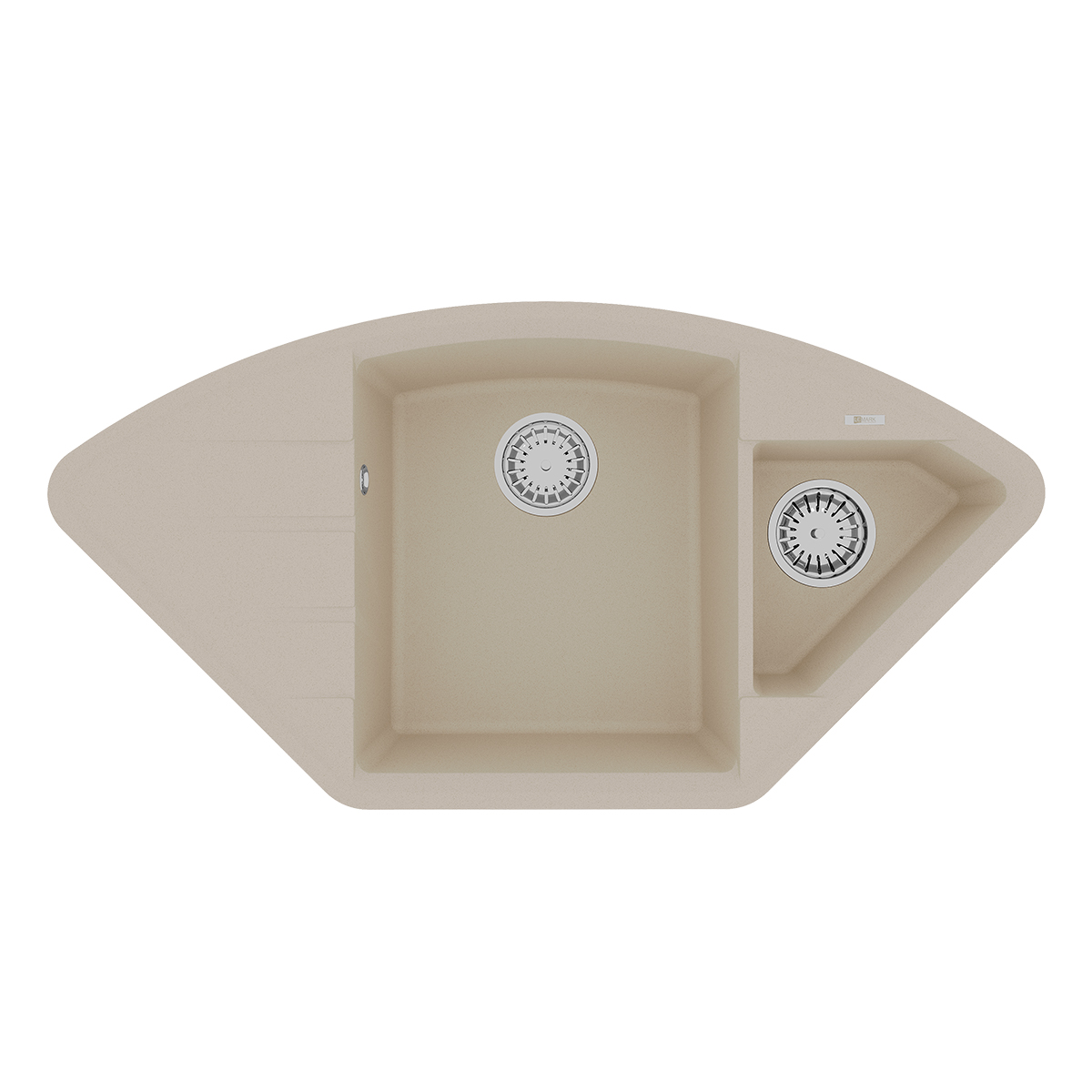 Кухонная мойка Lemark IRKANA 980 врезная угловая с доп. чашей и крылом из кварцгранита, Бежевый