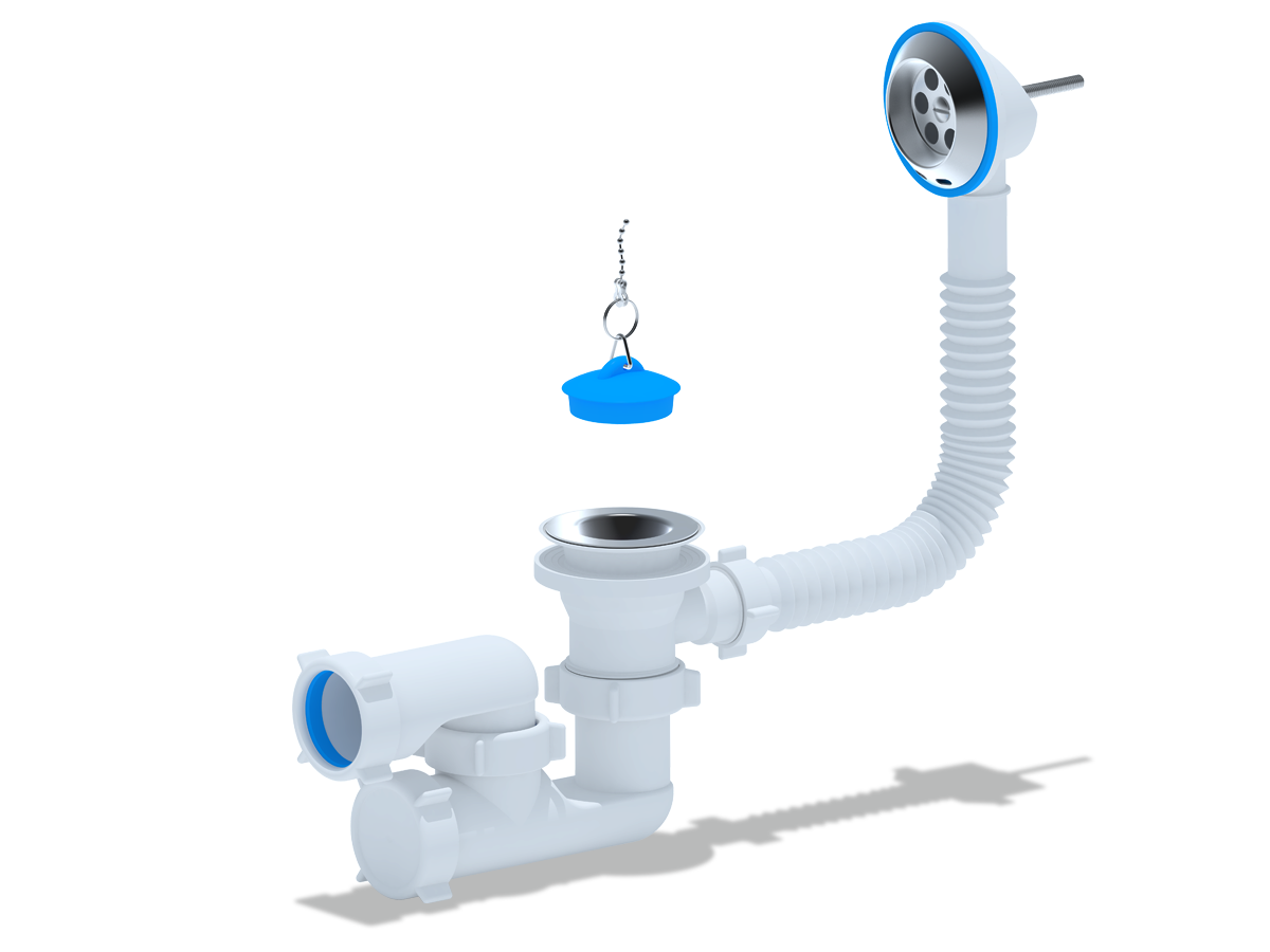 Сифон Ани для ванны с выпускоми переливом регулир.1 1/2",ANI PLAST