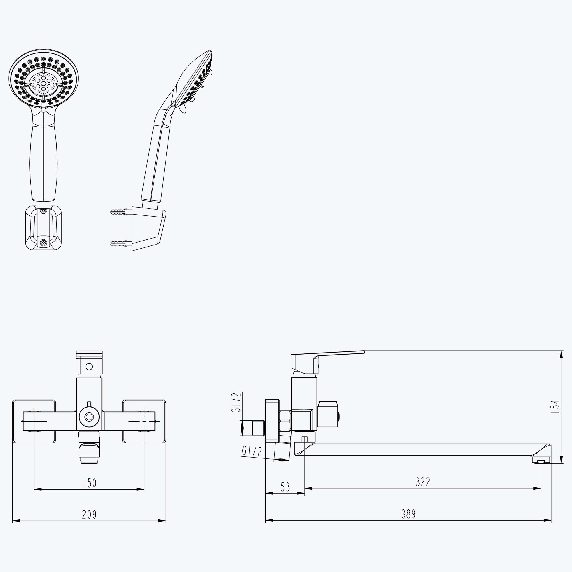 Смеситель для ванны TOKITO OSAKA хром (TOK-OSA-1015)