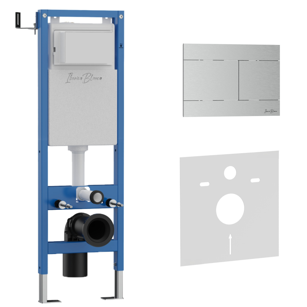 Комплект 2в1 IBERICA BLANCA инсталляция SILENCIO MINI, кнопка смыва INOX-R хром матовый (IB.001М.015.01)