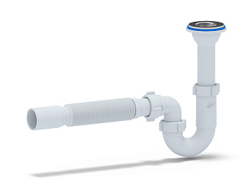 Сифон Ани 1 1/4*32 прямоточный с гибкой трубой 32*40, ANI PLAST