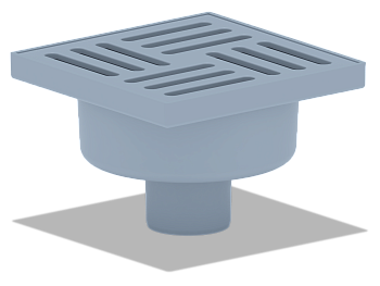 Трап сухой, верт. вып.50 н/рег. решетка пластик 150х150 , ANI PLAST