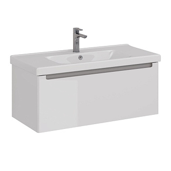 Тумба Lemark BUNO MINI 100 см под 1 раковину, подвесная, 1 ящик, цвет планки: Серый, цвет корпуса, ф