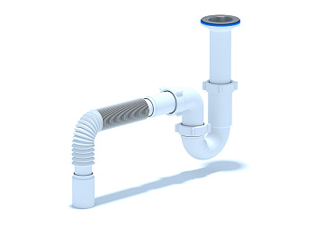 Сифон для мойки АНИ Пласт D0505 1 1/2 дюйма 40 прямоточный с гибкой трубой 40х40