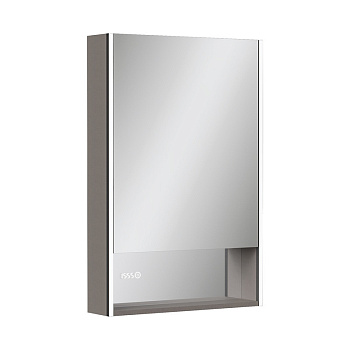 Зеркальный шкаф EQUIL Ferro LED 60 с часами правый лен антрацит