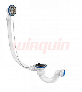 Сифон "МИНИ Элит" для ванн 1½ х 40 мм с нержавеющими чашками Ø70 мм, перелив L500 мм и с пробкой на 