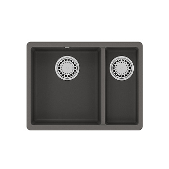 Кухонная мойка Lemark SINARA 550.2-U подстольного монтажа с доп.чашей из кварцгранита, Серый шёлк