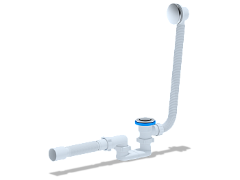 Сифон Ани для ванны клик-клак с выпуском и переливом с трубой 40/50 плоский ANI PLAST	