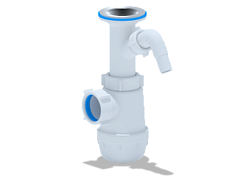 Сифон для мойки АНИ Пласт Грот A2000 1 1/2 дюйма 40 с отводом для стиральной машины