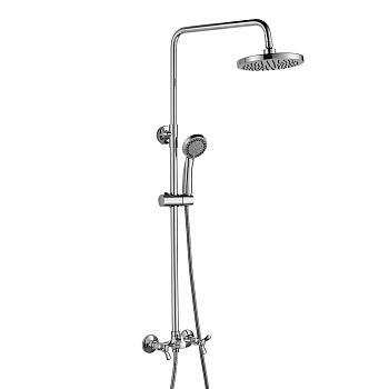 Q02 Смеситель для душа, без излива с верх.лейкой 'Троп.дождь', р/ДВ, хром, ROS, Q02-45