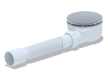 Сифон для душевого поддона 1 1/2*90, h53 мм, с гибкой трубой 375*40*50(вальцовка), ANI PLAST