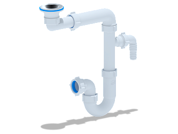 Сифон для умывальника 1 1/4 х 32 с отводом для ст. машины,нерж.реш. 65мм, ANI PLAST