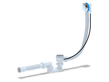 EM601 Перелив полуавтомат с плоским сифоном, с гибкой трубой 375*40*50 580мм (ручка металл)