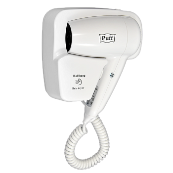 Фен для волос настенный PUFF-1200 белый, 1,2 кВт (1405.001)