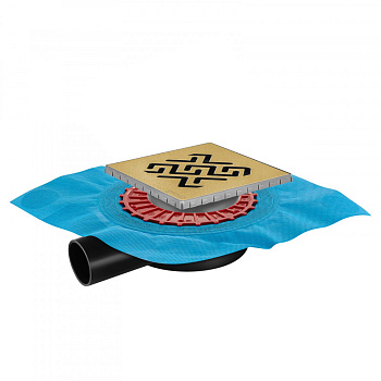 Трап водосток ZENTRUM Antik 150х150, бронза, выпуск D50 H65 боковой, BERGES