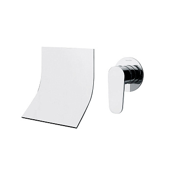 Встраиваемый однорычажный смеситель для раковины с каскадным изливом на раздельных пластинах 140 мм 