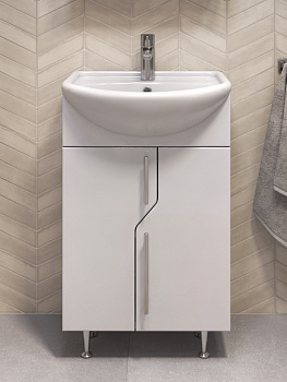 Тумба Turin 50, напольная, 2 дв., белая (под раковину Уют 50) VIGO