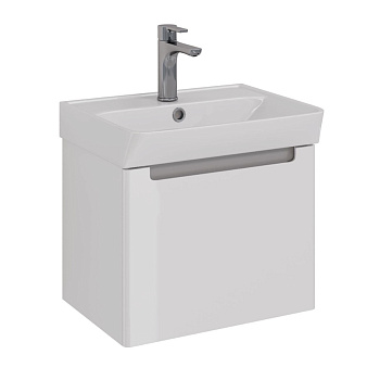 Тумба Lemark BUNO MINI 50 см под 1 раковину, подвесная, 1 ящик, цвет планки: Серый, цвет корпуса, фа