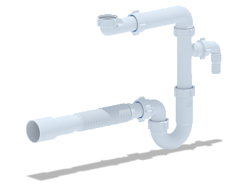 Сифон для умывальника 1 1/4 х 32 с отвод. для ст.машины без выпуска с гиб.труб.32х40/50мм, ANI PLAST