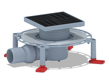 Трап для душа АНИ Пласт TVQ5616 DN50 горизонтальный регулируемый с сухим затвором и решёткой из чугуна 150х150 мм
