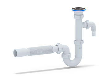 Сифон Ани 1 1/4*32 прямоточный с отводом для с/м и г/т 32*40, ANI PLAST