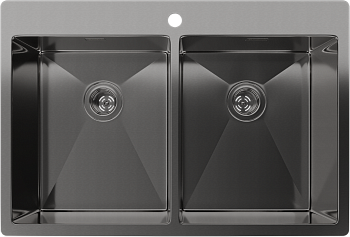 Rivelato Rinox 7450 2В PVD black Мойка нерж.сталь  2 чаши 740*500*200 мм арт.7450 2В PVD black