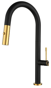 Смеситель для кухни RIVELATO Asti с выдвижной лейкой антрацит золото (3972500 antracite oro)