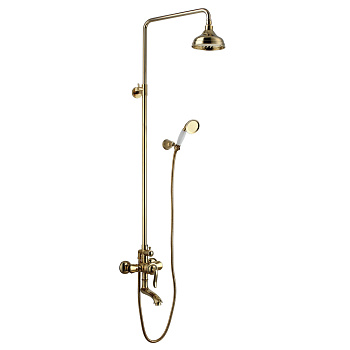 Brava Смеситель для ванны-душа, пов.излив 206мм верх.лейка 'Троп.дождь', р/ОД, золото, LM, LM4762G