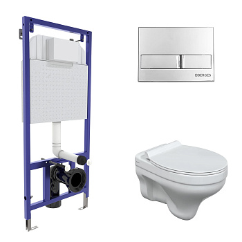 Комплект: инсталляция NOVUM, кнопка L3 глянцевый хром, унитаз ALBIT S, сиденье дюропласт Top Slim SO