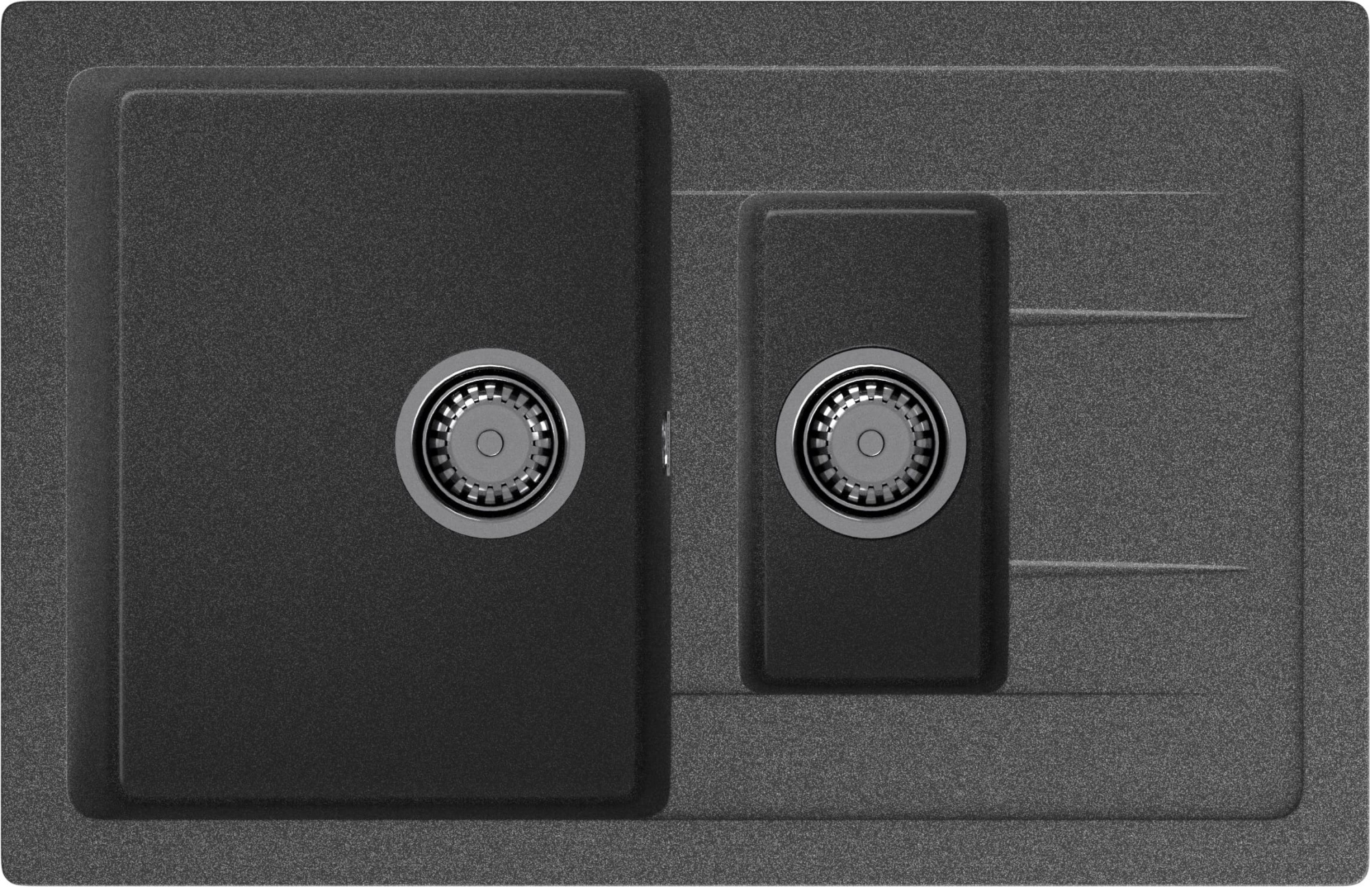 GRANFEST Мойка композит QUADRO GF-Q--775KL 1.5-чаш+крыло 775*500мм графит арт.GF-