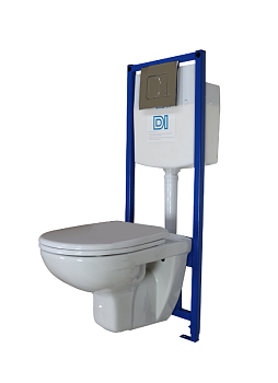 Унитаз «Элеганс» подвесной с сиденьем микролифт, инсталляция DI с хром панелью (2 кнопки),ROSA