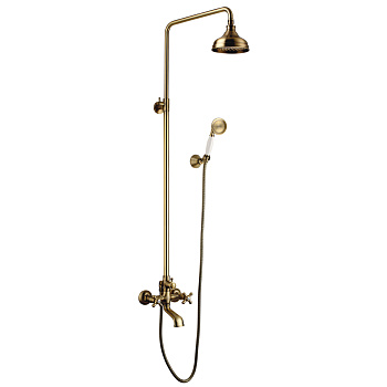 Vintage Смеситель для ванны-душа, пов.излив 156мм верх.лейка'Троп.дождь', р/ДВ, бронза, LM, LM2862B