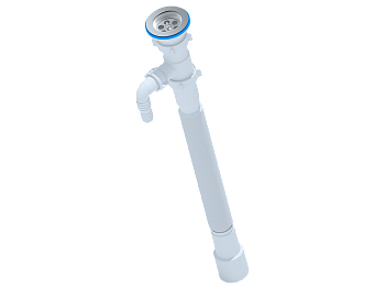 Сифон для мойки АНИ Пласт G118 1 1/2 дюйма 40/50 гофрированный 648-1488 с отводом для стиральной машины