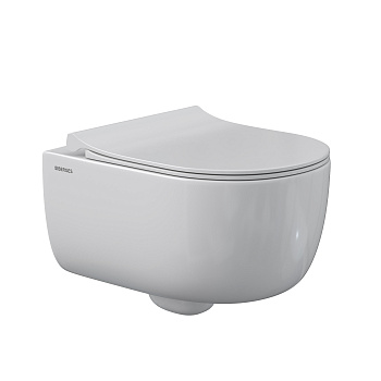 Унитаз подвесной EGO Rimless, сиденье дюропласт Toma Slim SO, микролифт, быстросъем, белый, BERGES