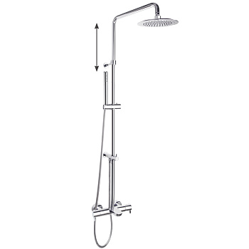 Душевая система наружнего монтажа с телескопическим тропическим душем и душевым комплектом из ABS-пл